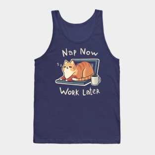 Priorities Nap - Procrastination Cute Cat - Funny Computer Coffee Tank Top